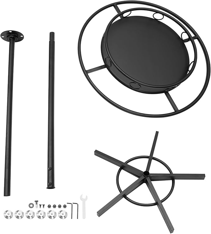 Rotatable Round Garment Rack, Floor Standing Iron clothes Hanging Rack with Topper, Suitable for Large Shopping Malls Retail, Clothes Boutique Display Laundry Rooms Multi-Purpose Hanging (Black)