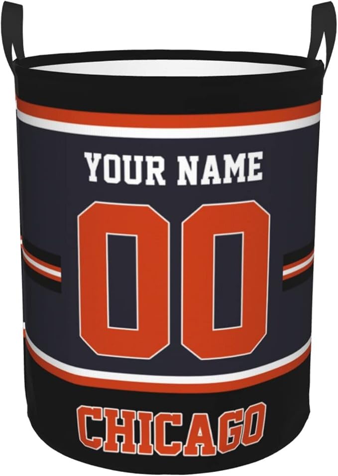 Custom Chicago Laundry Hamper Personalized Laundry Basket Customized Name And Number Collapsible Storage Basket for Bedroom Bathroom Living Room Gifts