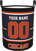 Custom Chicago Laundry Hamper Personalized Laundry Basket Customized Name And Number Collapsible Storage Basket for Bedroom Bathroom Living Room Gifts