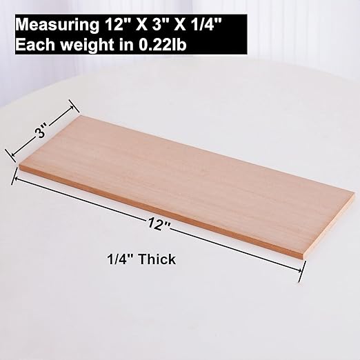Woho 5 Pack Solid Spanish Cedar Wood Planks for DIY Cigar Humidor, 12" X 4" X 1/4" Cedar Planks for Tupperdor/Cabinet/Cigar Tray/Box Liners, Cedar Wood Planks for Cigar Storage/Organization/Aging