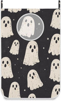 Cute Halloween Ghost Black Hanging Laundry Hamper Door Hampers Bag Basket with Stainless Steel Hooks Oxford Fabric Printing Decorative Clothes Bags 29.5X20inch 2Pack