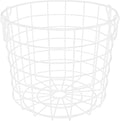 Luxshiny Iron Wire Utility Storage Basket, Laundry Basket Hamper Metal Clothes Basket with Handles Grocery Basket Trash Can for Kitchen Bathroom Laundry Room White