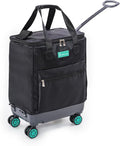 Handy Sandy All-Purpose Roller Bag – Foldable Top-Opening Tote on Wheels with Zipper Closure, 8 Spinner Wheels, Lightweight – Travel, Groceries, Laundry, Work, Everyday Hauling - Patent-Green