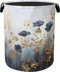 Blue Flowers Laundry Basket - Extra Large Foldable Laundry Hamper with Handles, Washable Storage Bin for Bathroom/Laundry/Bedroom/Dorm