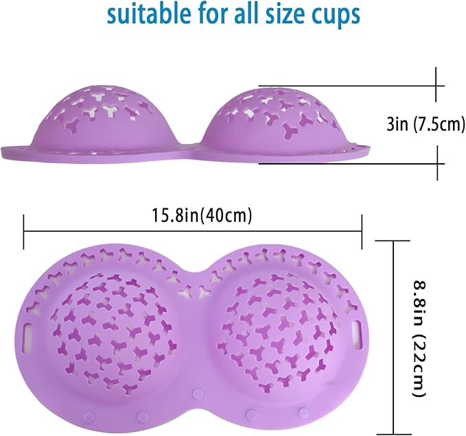Silicone Bra Washing Bags for Laundry,Delicates Mesh Laundry Bags, Suitable for all Cup Sizes bra,Sports Bras, Swimsuits, Socks & Silk protector,Anti Deformation Lingerie Bag for Machine (purple-2pc)