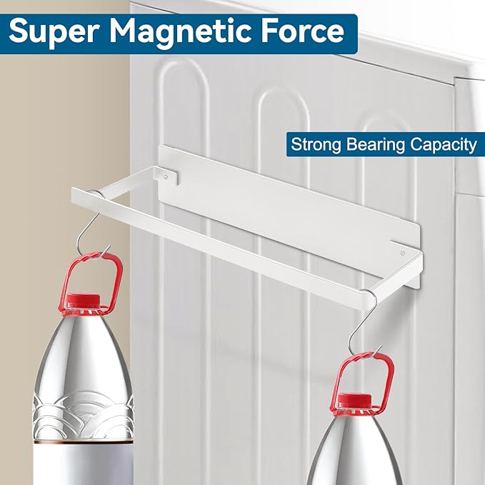 Magnetic Hanger Organizer Stacker, Strong Magnetic Hanger Holder for Laundry Room Washer, Capacity Upgrade Hangers Storage Rack for Adult or Child Clothes Hangers White 1Pack