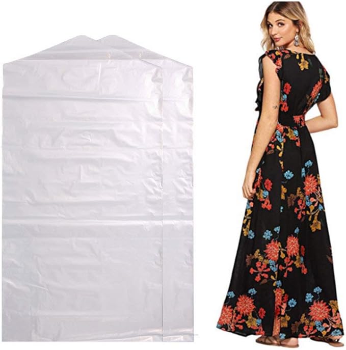 Fangkun Pack of 50 Garment Bag Transparent Clothing Dust Cover Dustproof Wateproof Storage Bag Suitable for Wedding Dresses Long Skirts Windbreakers Down Jackets 23.6 x 59 inches
