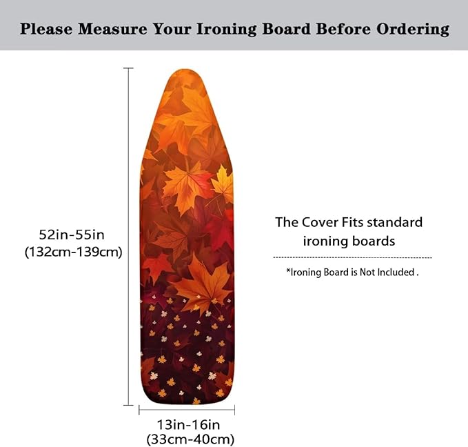 GLENLCWE Orange Ironing Board Cover with Hook and Loop, Thanksgiving Thick Ironing Board Cover Protector Extra Wide Ironing Cover Accessories,54x15 inches