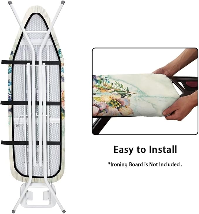 Dragonfly Ironing Board Cover Standard Size 15 x 54 Stain Resistant Fasteners Elastic Edge Ironing Cover Washable