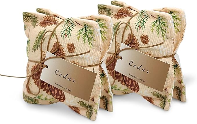 AUCUDA Cedar Scented Spring 4pcs Sachet Bags for Drawers and Closets Decorations, Potpourri Packets for Women Clothes Storage, Spring Wedding Fragrance Pillow for Bedroom Indoor, Air Fresheners.