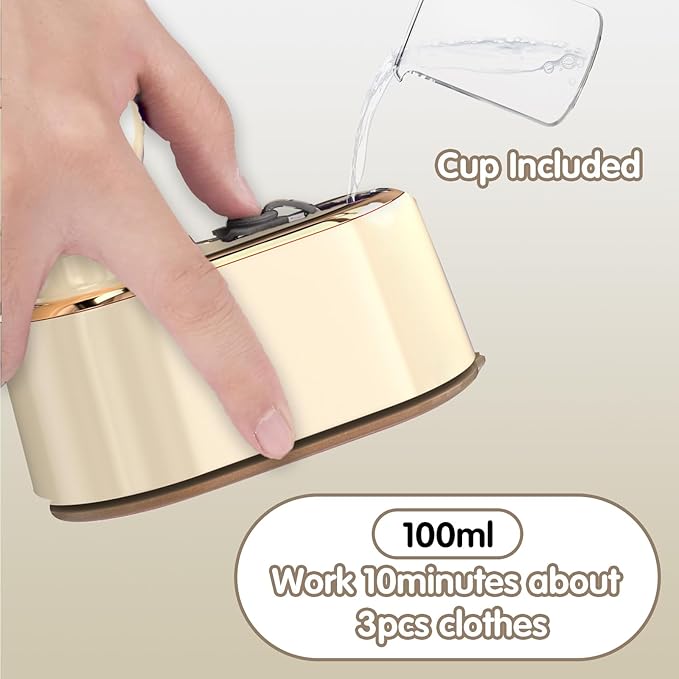 Travel Steamer Iron for Clothes Mini - Portable Ironing Machine Travel Small Size Portable Steamer Travel College Dorm Home Essentials (Beige)