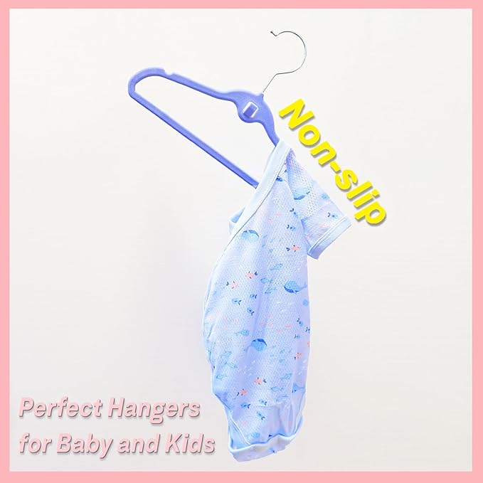 Pack of 30 Kids Velvet Hangers, Non-Slip Space-Saving with Cascading Mini Hooks, Multi-Color (Pink, Lavender, White) Baby and Toddler Clothes Organization
