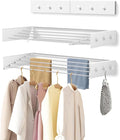 Wall Mounted Foldable, Space Saving Clothes Drying Rack with Knob, 60 lbs Capacity, for Laundry (31.5" White)