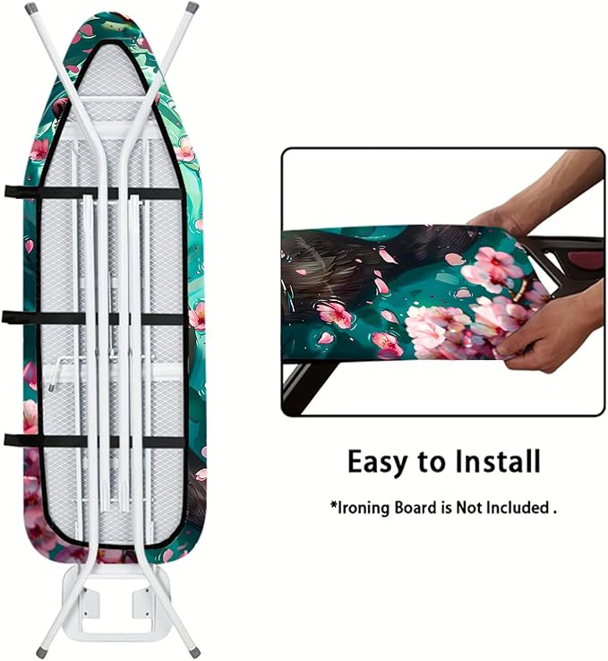 Nuxovilar Otter with Cherry Blossoms Ironing Board Cover, 15×54inch, This Cover Fits Most Standard Boards, Dust - Proof Ironing Accessory for Home Decoration