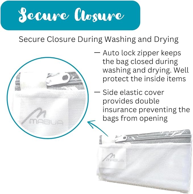 MABUA 12 Pcs Mesh Laundry Bags 12inches by 12inches with Zipper for Delicates, Mesh Washer, Travel Storage Organize Bags for Lingerie, Bra and Underwear Delicate Laundry Bag with Net Fabric