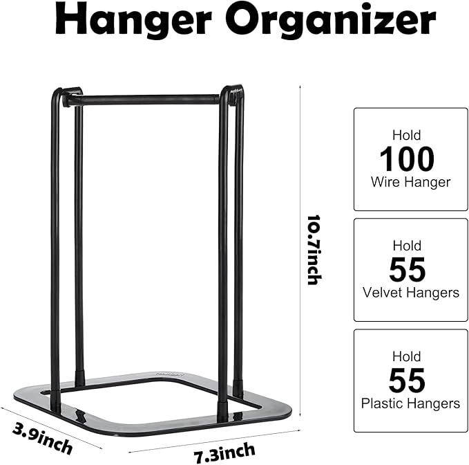 Portable Hanger Organizer Rack, Hanger Storage Stacker Holder Caddy for Closet Laundry Dry Cleaning Room