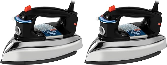 BLACK+DECKER The Classic Iron,F67E-T,Aluminum Soleplate,Steam or Dry Ironing,7 Temperature Settings,Anti-Drip,(Pack of 2)