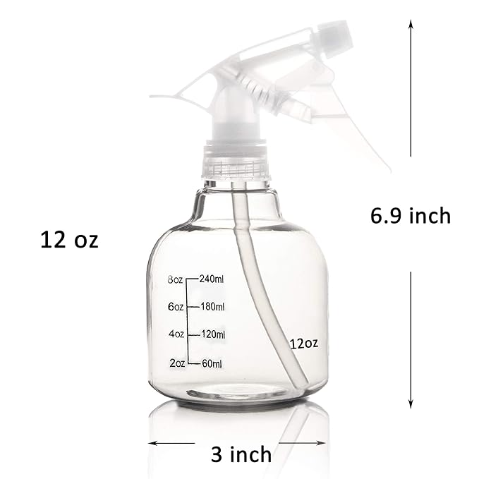 Youngever 6 Pack Empty Plastic Spray Bottles, Spray Bottles for Hair and Cleaning Solutions (12 Ounce)