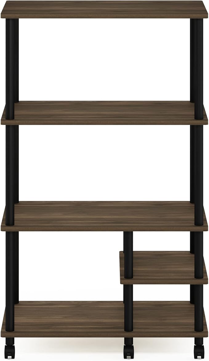 Furinno Turn-N-Tube Kitchen Shelf Cart, Columbia Walnut/Black