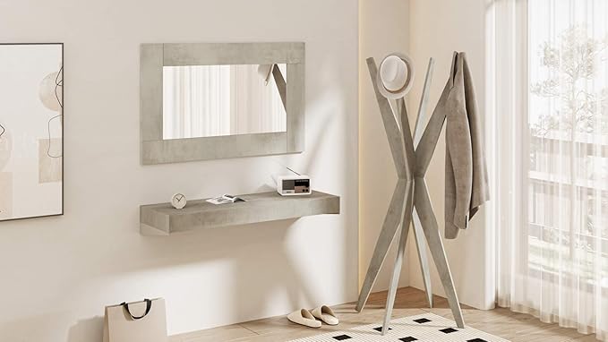 Mobili Fiver, Coat stand, Emma, Concrete Effect, Grey, Made In Italy