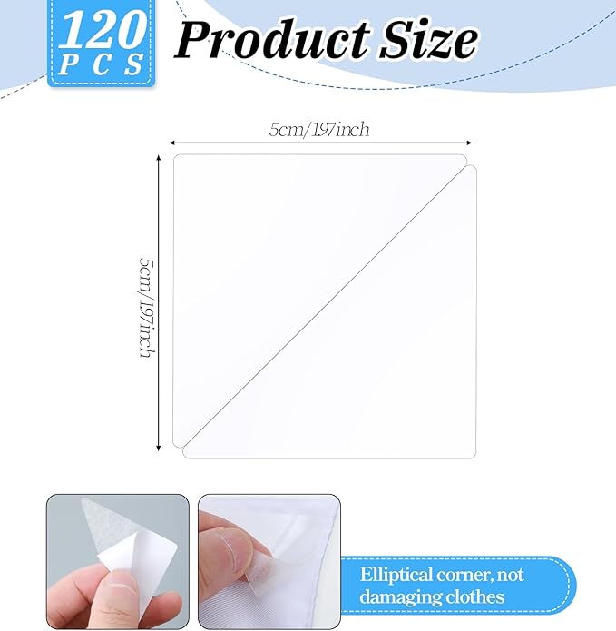 120 Pcs Dress Shirt Collar Inserts, Plastic Collar Stays for Polo Shirts Self-Adhesive Inserts for Dress Shirts, No Curl Triangle Anti-Warping Edge Suitable for Men & Women Casual & Formal Wear