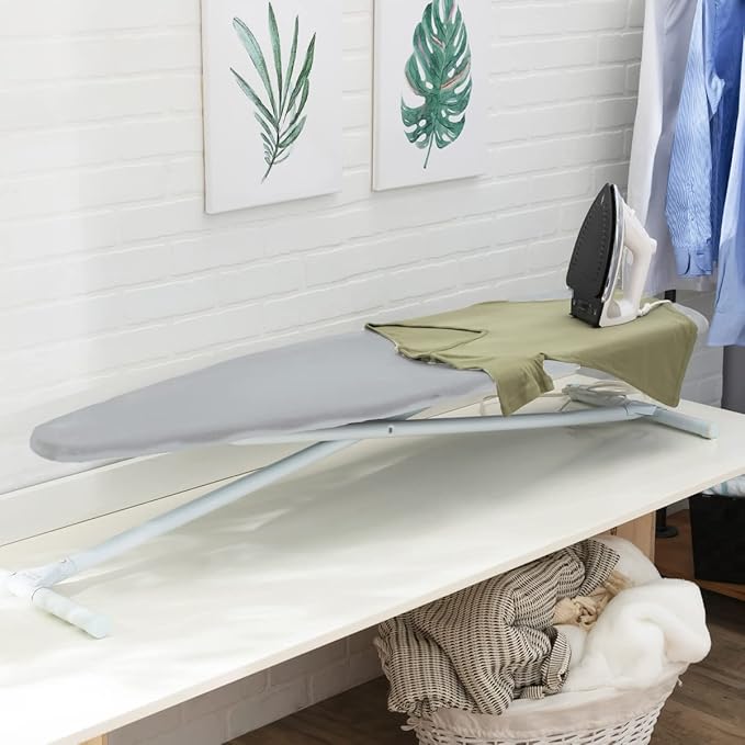 Full Size Ironing Board with Cover & Pad – Made in USA by Seymour Home Products Adjustable Steel T-Legs, 35" High Perforated Top for Steam Durable Iron Board for Home, Laundry Room (Space Grey)