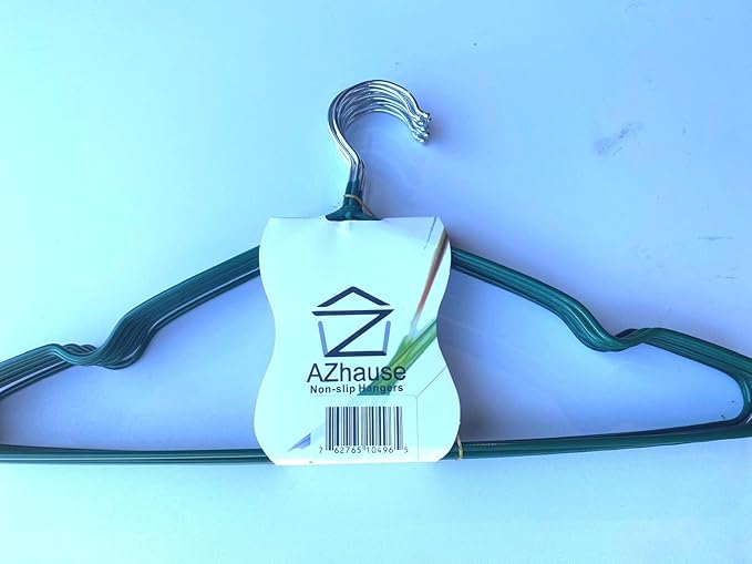 Closet Wire Coat Metal Hangers for Adults, Clothes Hanger for Cloth Non-Slip Dip Hangers, 10-Pack (Pine Green)