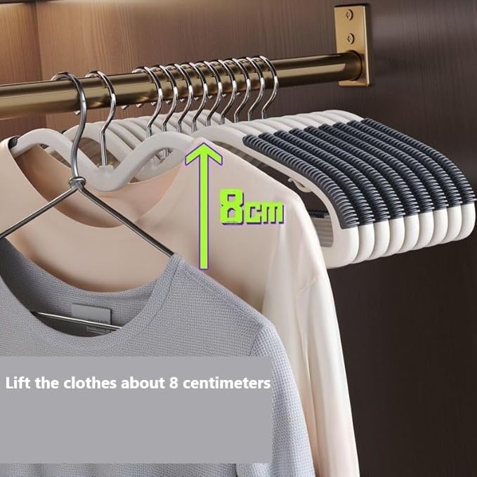 MAQI 10 Pack Short Neck Hangers, Heavy Duty Plastic, Non-Slip Pads, Space Saving, 360 Swivel Hook, Ideal for Coat, Dress (Gray)