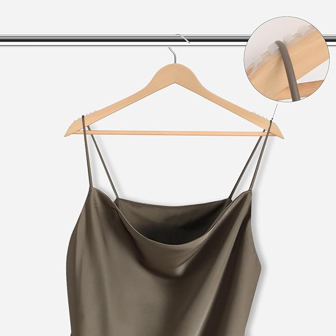 20 Pack Ergonomic Design Wooden Hangers with 360° Swivel Hook, Suit Hanger with Non Slip Pants Bar, Solid Wood Coat Hangers for Dress, Jacket, Pants, Heavy Clothes