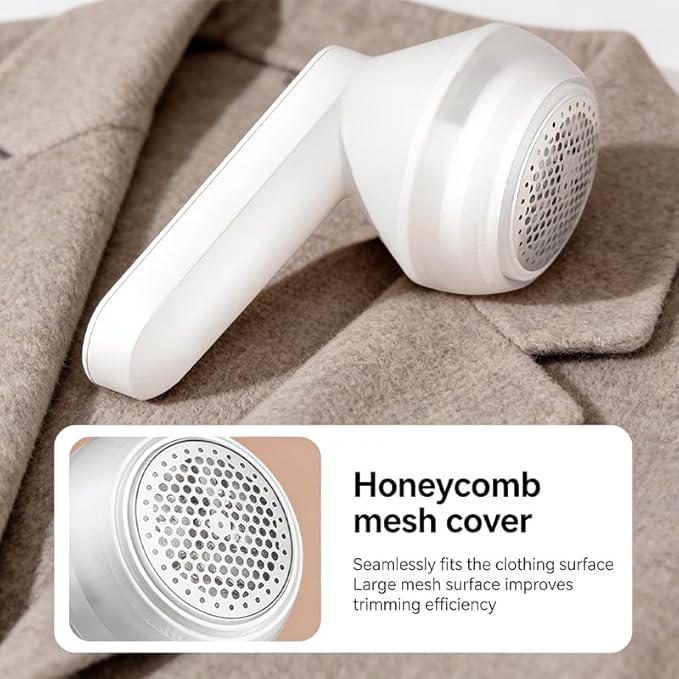 Rechargeable Fabric Shaver for Clothing 2026, Type-C Electric Lint Remover Sweater Fast Shaver for Pilling Clothes, Fuzz Fabric, Hairballs, Blankets, Home Decor (White)