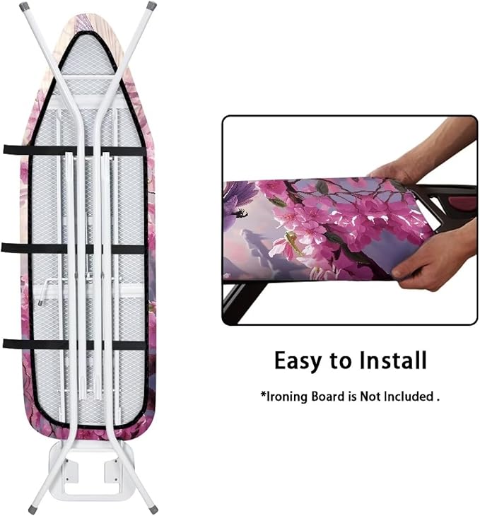 Flashideas Pink Hummingbird Ironing Board Cover Durable Thick Table Top Ironing Board Cover Ventilate Iron Board Cover and Pad Ironing Accessories 54x15 inches