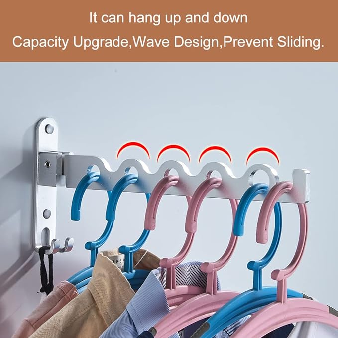 Small Wall Clothes Rail, Aluminium Foldable Drying Rack Hook 90° Rotation Coat Hanger for Laundry Bathroom Balcony (1ps Silver Fixed Seat)