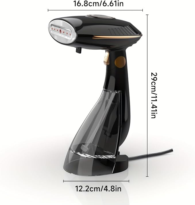 Handheld Steam Iron, 1500W Steam Iron with 6.5oz/108ml Adjustable Water Bottle, Vertical/Horizontal Steam and Ironing, Lightweight, Auto Shutoff, Black, DJ-1009 (Black - Steamer for Clothes)