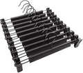 10 Pack Pants Hangers with Adjustable Non-Slip Clips Anti-Rust Hanging Hook for Trouser,Skirts,Jeans,Clothes Hangers Black