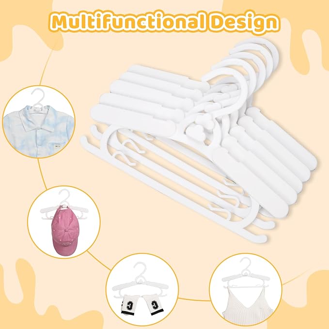 20 Pack Baby Clothes Hangers, 11-15" Adjustable Non-Slip Thickened Kid Hangers for Nursery Closet Toddlers Infant Children to Teenager (White)