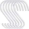 6 inch Non Slip Rubber Coated White S Hook Heavy Duty,6 Pack Large Vinyl Coated S Hooks, Metal S Shaped Hanger Hooks for Hanging Plants Outdoor,Closet Rod,Jeans, Pot Pan Cups Towels Hats