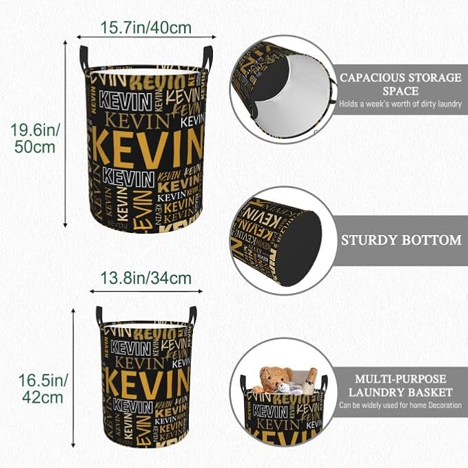 Custom Name Laundry Hamper, Personalized Dirty Clothes Hamper with Name for Bathroom Bedrooms Clothes Storage Organizer, Personalized Gifts for Boys Girls Men Women