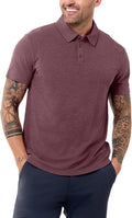 INTO THE AM Polo Shirts for Men - Slim Fit Short Sleeve Collared Shirt S - 4XL Fitted Collar Polos for Work