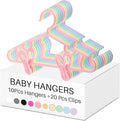 Hsei 5/10/40 Pack Baby Hangers with 10/20/80 Clips, Plastic Kids Pants Hangers for Nursery Closet Top and Bottom Clothes Hanger Set for Newborn Infant Toddler(30 Packs Total,Fresh Color,10.6 Inch)
