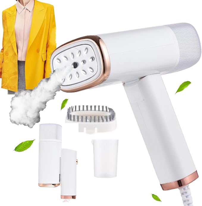 Portable Mini Ironing Machine,Travel Mini Steam Iron,1000W Handheld Travel Steamer Iron for Clothes,Foldable Garment Steamer,20 Second Heat-up,120ml Water Tank,with Brush,Measure Cup