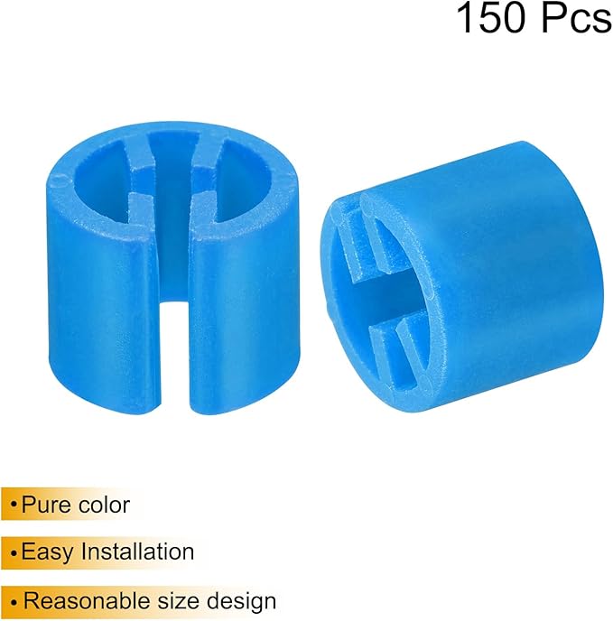 UXCELL 150pcs Blue Plastic Clothes Hanger Markers, Size 12mm x 10mm, Fit 3.5mm Rod, Color Coding Labels for Clothing Hangers