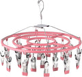 Drying Rack for Sock, Stainless Steel Sock Drying Rack with 24 Clips, Swivel Hook Windproof Hanger for Sock, Bras, Towel, Underwear, Laundry, Hat, Scarf, Pants, Gloves(Pink)