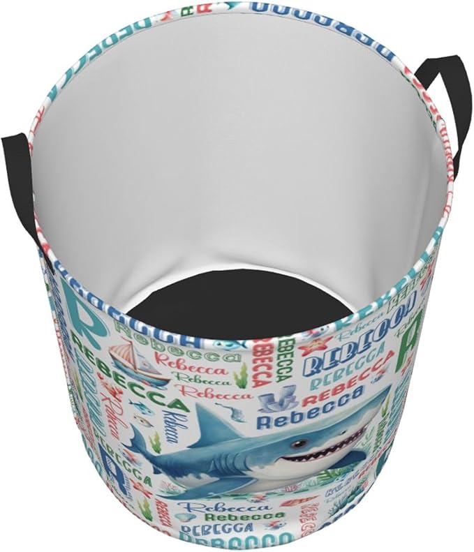 Personalized Shark Laundry Basket For Baby Kids Boys Girls Adult Custom Hamper Basket With Name For Bathroom Bedrooms Collapsible Baby Laundry Basket, Dirty Clothes Hamper With Handles