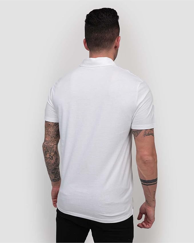 INTO THE AM Polo Shirts for Men - Slim Fit Short Sleeve Collared Shirt S - 4XL Fitted Collar Polos for Work