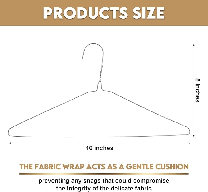 120 Pcs Wire Hangers Bulk 16" Dry Cleaner Hangers for Clothes Caped Clothing Pants (Sliver,Classic)