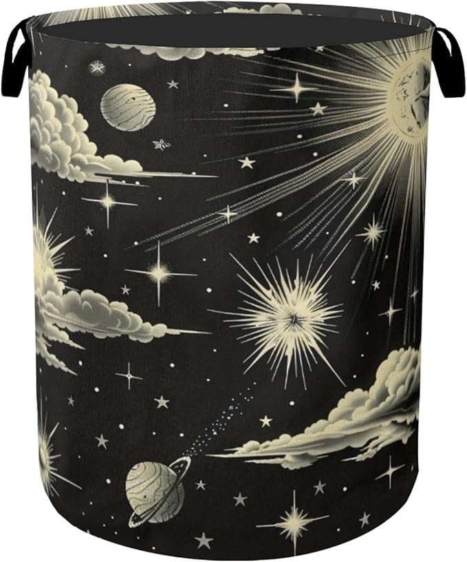 Gothic Sun Cloud Laundry Basket with Handles - Extra Large Foldable Hamper for Bathroom/Laundry/Bedroom/Dorm, Washable Fabric Storage Bin