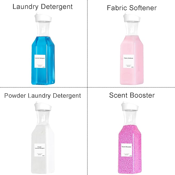 50 OZ Liquid Laundry Detergent Dispenser, Plastic Laundry Detergent Container for Organizing, Fabric Softener and Laundry Soap Dispenser, Laundry Powder Organizer for Laundry Room, 3 Pack