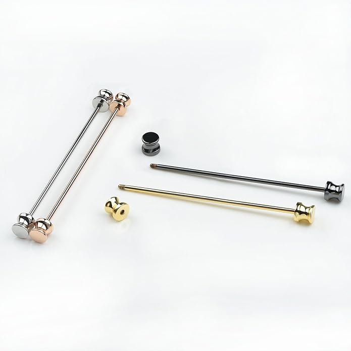 Classic 4-Piece Set Solid Brass Collar Bar for Men Multi-Style Metal Anti-Curl Shirt Collar Stays Tie Pins
