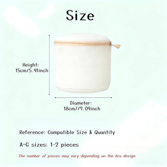 2 Pack Bra Washing Bags for Laundry, Large 7x6in Delicate Underwear Laundry Bags with 3D Structure, Double Frame Support, Soft Side Panels, Thick Mesh(2, Beige & Green)