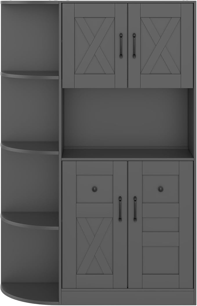 66" H Hall Tree with 4 Hooks, Open Shelving and Flip Hidden Shelf, Multifunctional Left-Right Combination Coat Rack (can be Used Separately), Entryway Bench for Living Room, Hallway